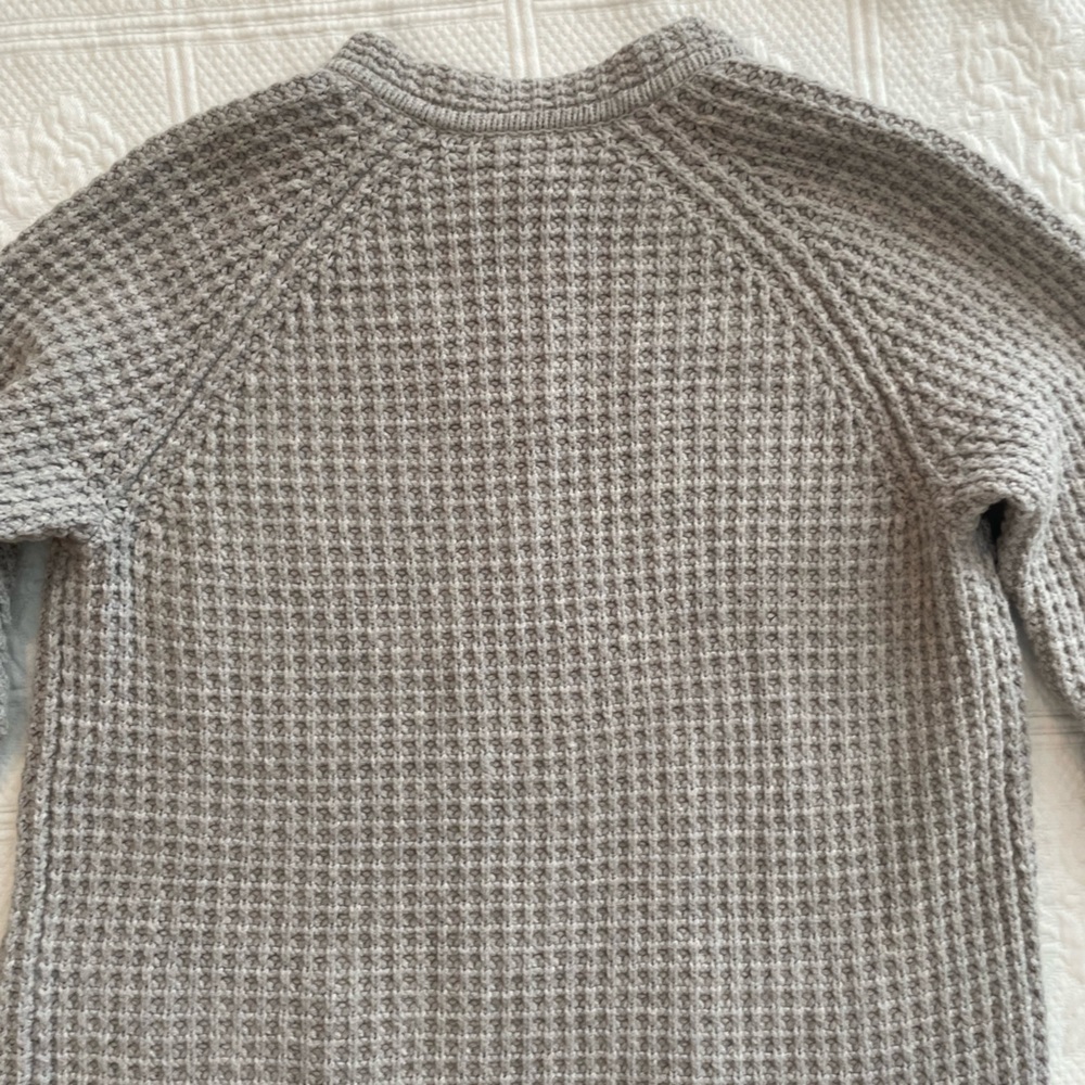 Madewell Waffle Stitch Long Sweater Cardigan Coat Pockets Gray/Silver Wool Blend - Picture 10 of 16